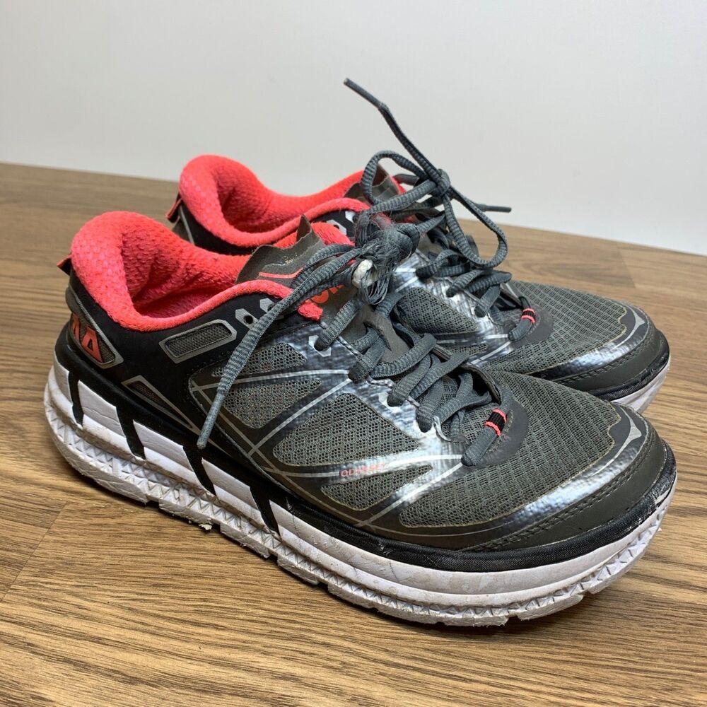 Hoka One One‎ Womens Odyssey Running Shoes Gray Pink Low Top Mesh Lace Up 8